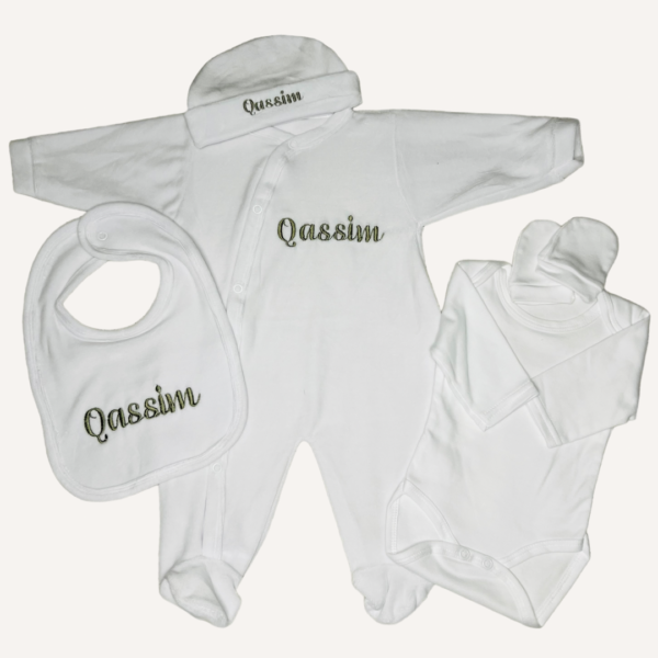 Tenue de naissance velours blanc à personnaliser