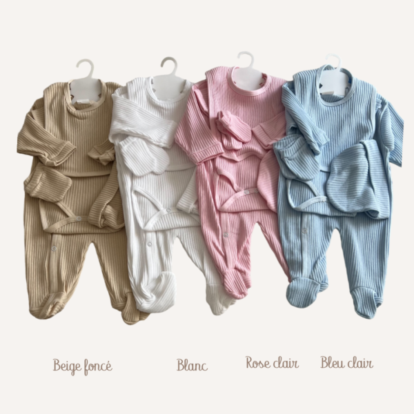 Tenues de naissance côtelées 5 pièces