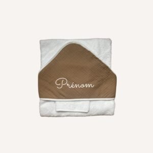 Cape de bain gaz de coton marron