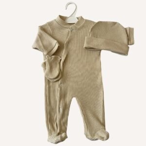 Tenue naissance coton côtelé (3 pièces)