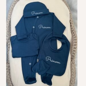 Tenue naissance coton bleu foncé (5 pcs)