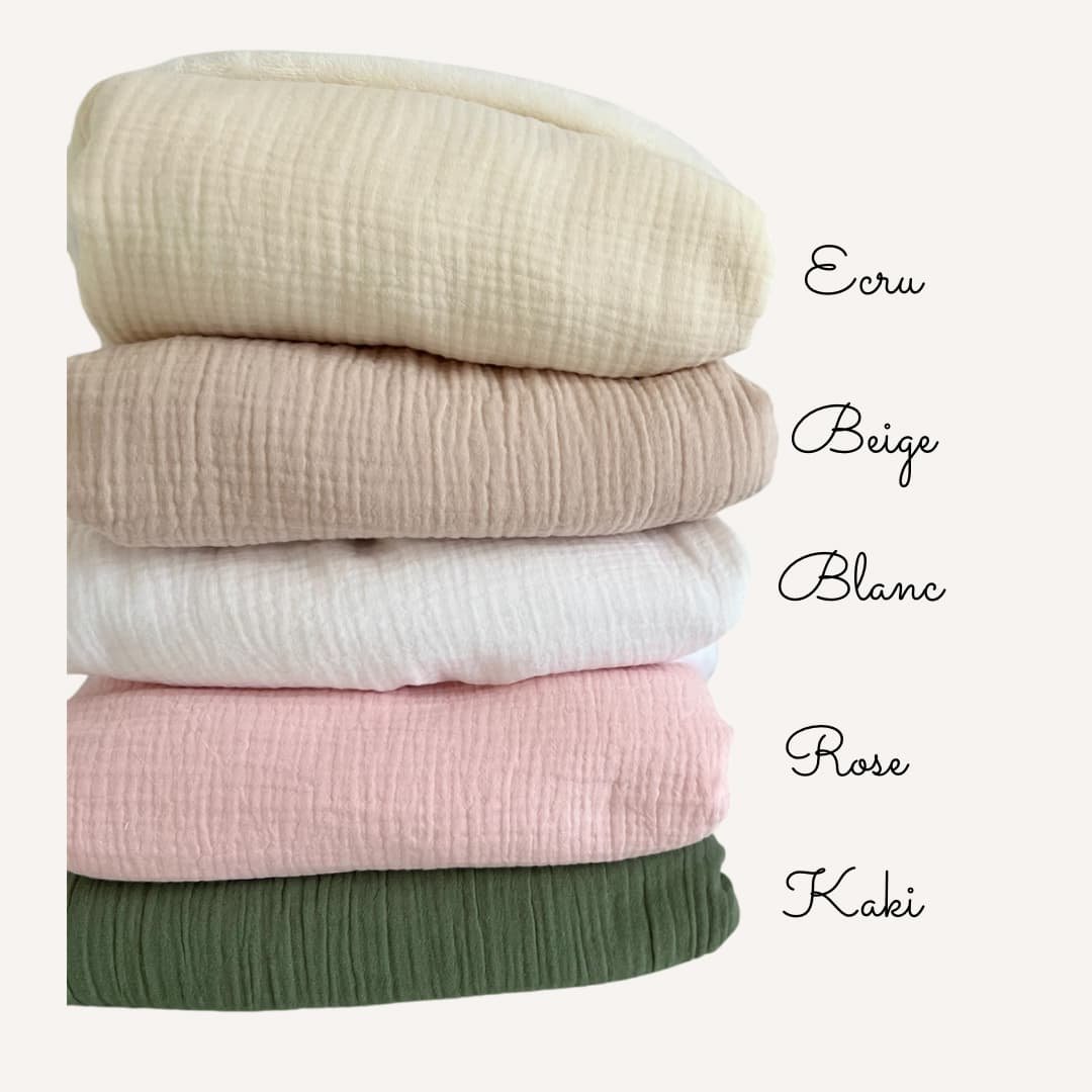 Couverture polaire/gaze de coton - Fait main (plusieurs coloris) – Image 3