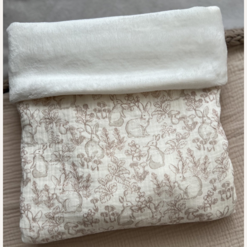 Couverture polaire/gaze de coton lapinou brun