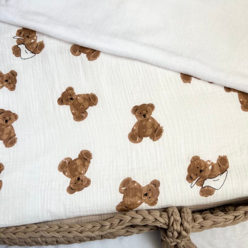 Couverture polaire/gaze de coton oursons